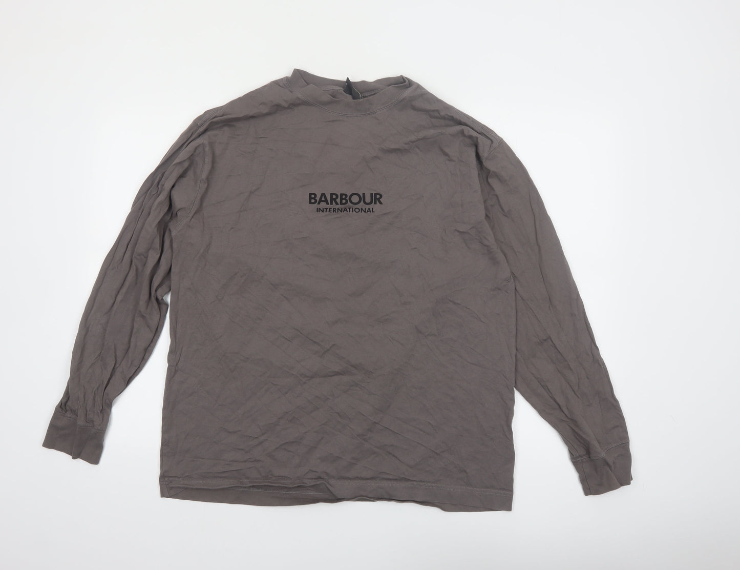 Barbour International Men’s Grey Long Sleeve Cotton T-Shirt M Oversized Fit