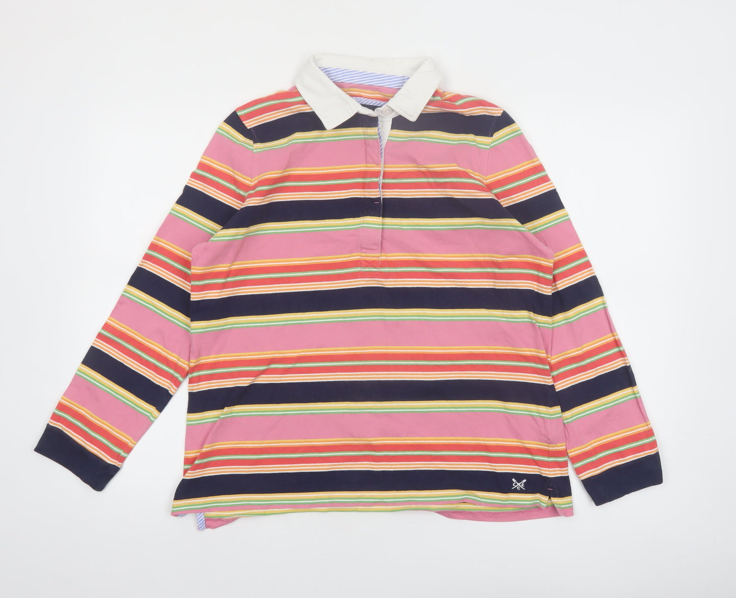 Crew Clothing Company Women's Multicoloured Striped Cotton Polo Shirt Size 16
