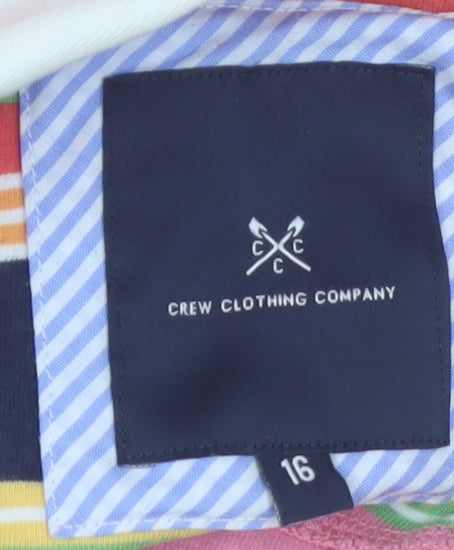 Crew Clothing Company Women's Multicoloured Striped Cotton Polo Shirt Size 16