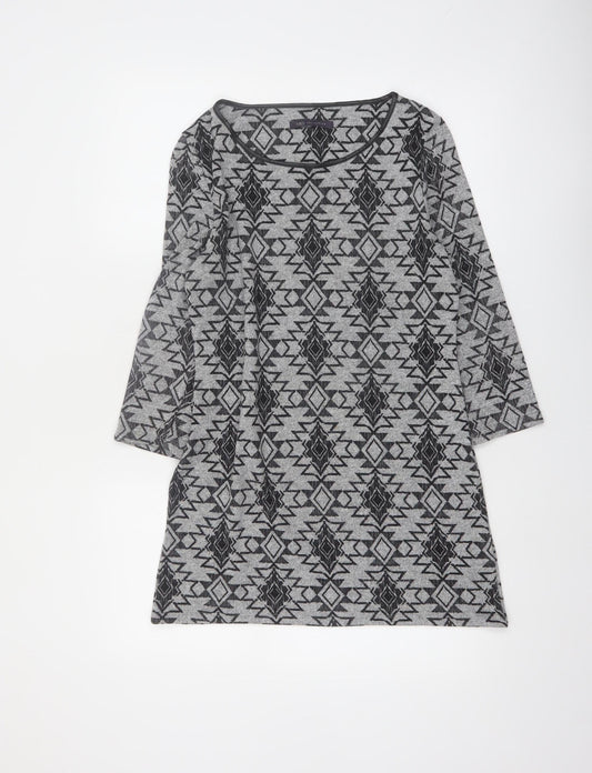 Marks and Spencer Womens Grey Aztec Tunic 3/4 Sleeve Top Size 10