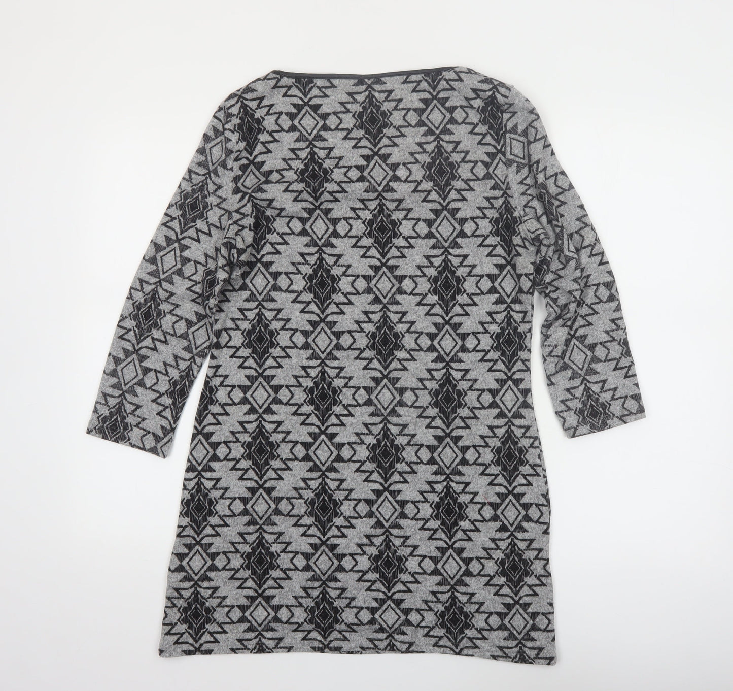Marks and Spencer Womens Grey Aztec Tunic 3/4 Sleeve Top Size 10