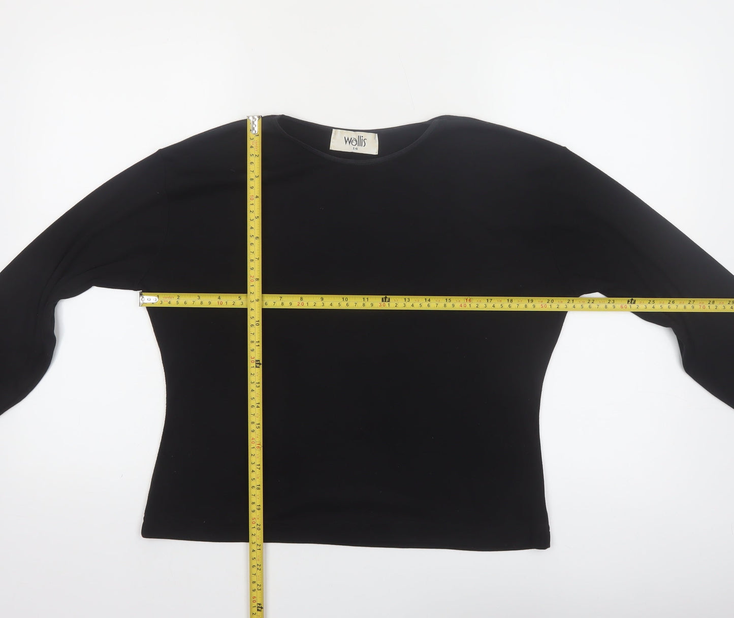 Wallis Women Black Size 14 Long Sleeve Basic Blouse