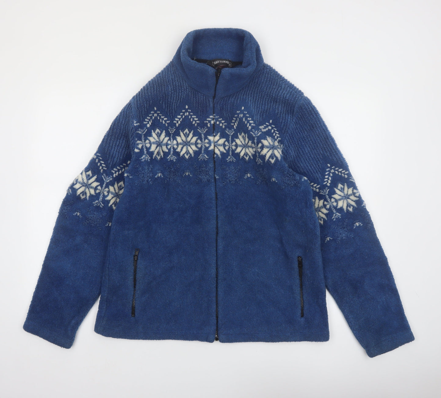 Black Diamond Women Blue Fair Isle Fleece Jacket XL Winter Casual