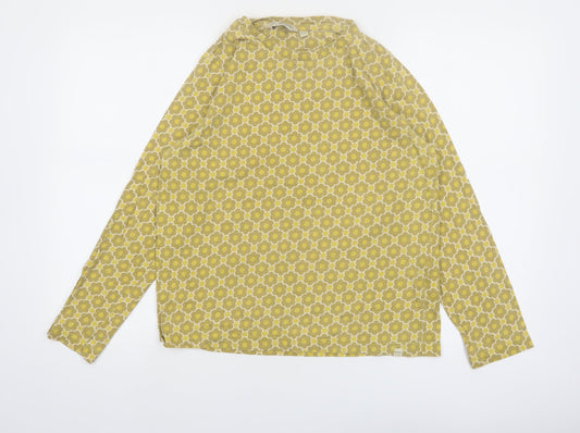 Regatta Women Yellow Floral Cotton Long Sleeve Blouse UK14