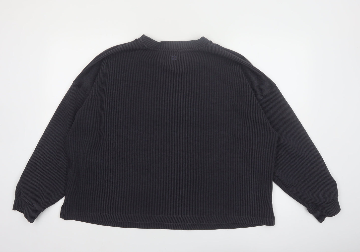 F&F Active Women Black L Pullover Sweatshirt Ribbed Long Sleeve