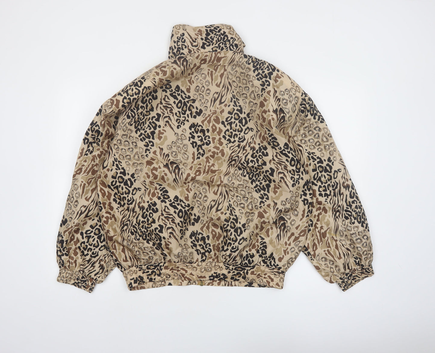 FUDA Womens Beige Animal Print Silk Bomber Jacket Size M