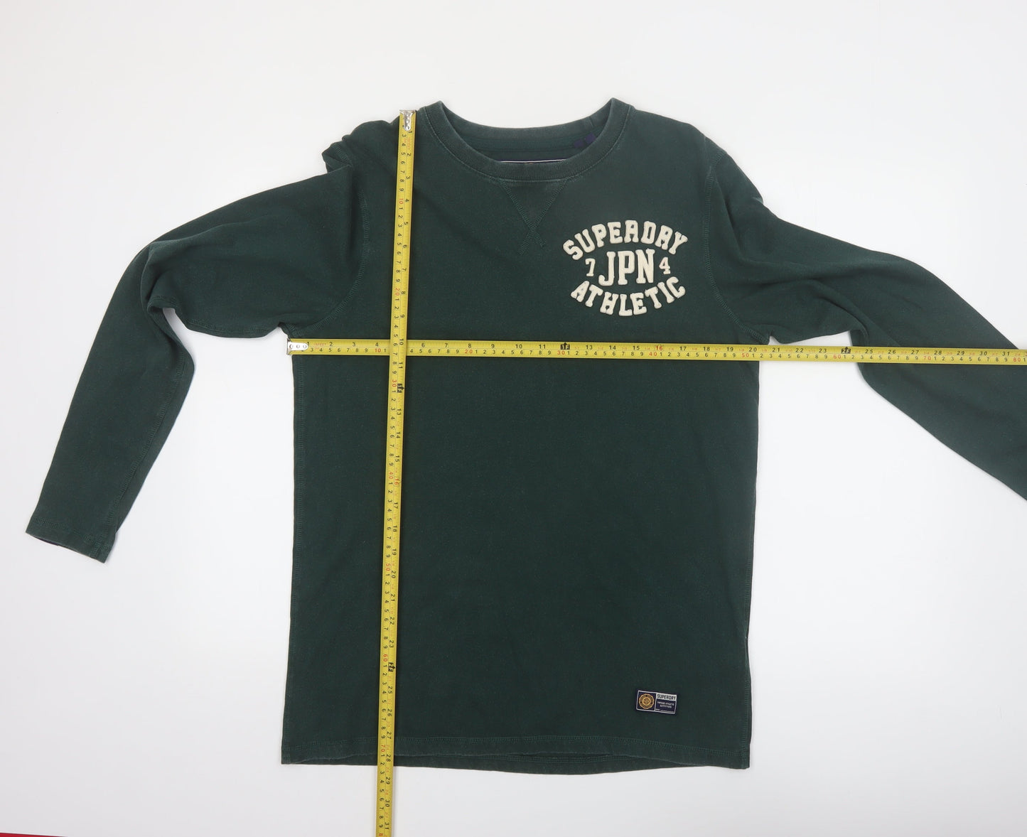 Superdry Men’s Green Athletic Long Sleeve Crew Neck Top Size M