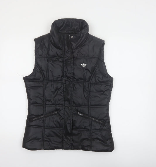 Adidas Women's Black Puffer Waistcoat Size 12 Quilted Zip Gilet