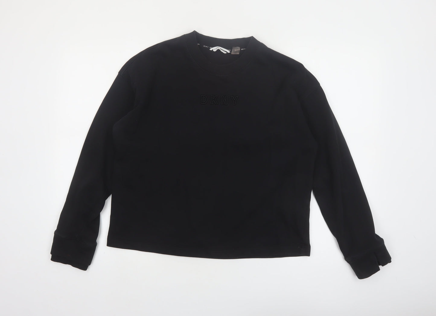 DKNY Sport Women's Black Cotton Blend Crew Neck Pullover Sweatshirt M