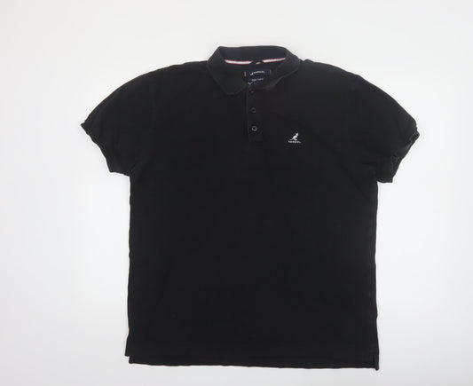 Kangol Men's Black XL Polo Shirt 100% Cotton Casual Top