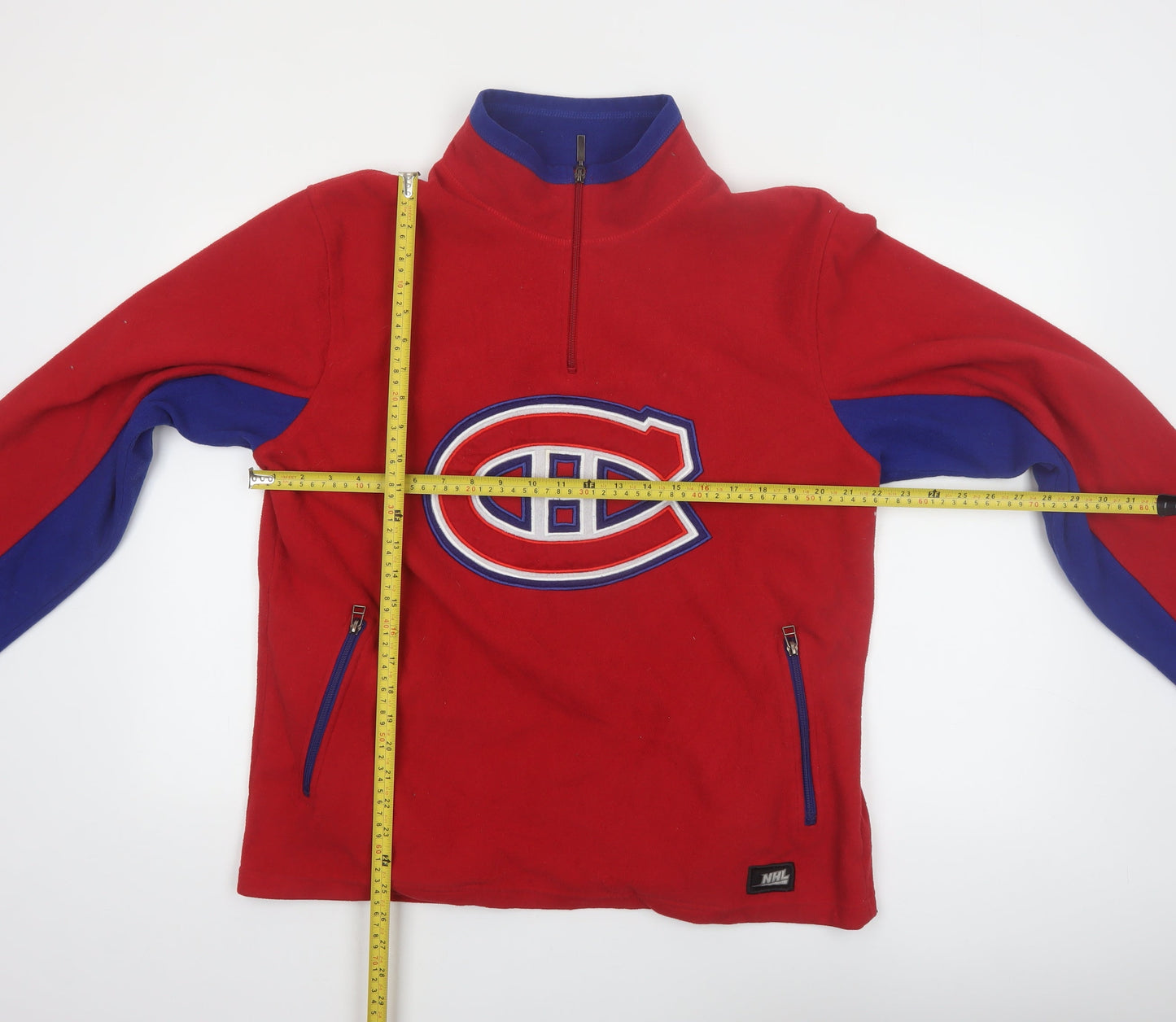 NHL Men’s Red & Blue 1/4 Zip Fleece Sweatshirt Large