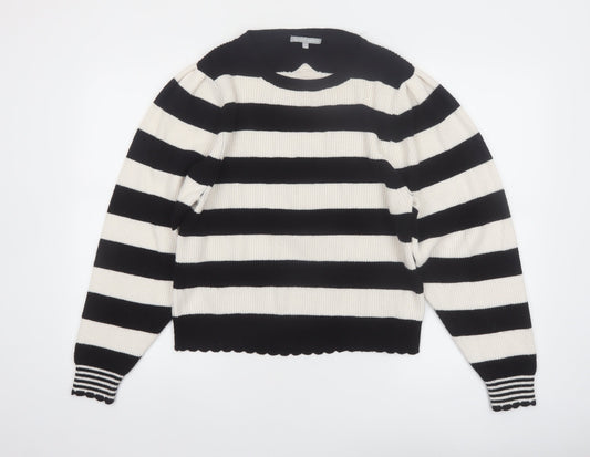 Oliver Bonas Women’s Black Stripe Crew Neck Knit Jumper UK 12