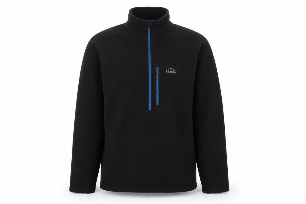 L.L.Bean Men's Black Fleece 1/4 Zip Pullover Sweatshirt L Regular