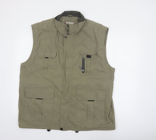Outburst Men's Green XL Bodywarmer Waistcoat Outdoor Utility Vest