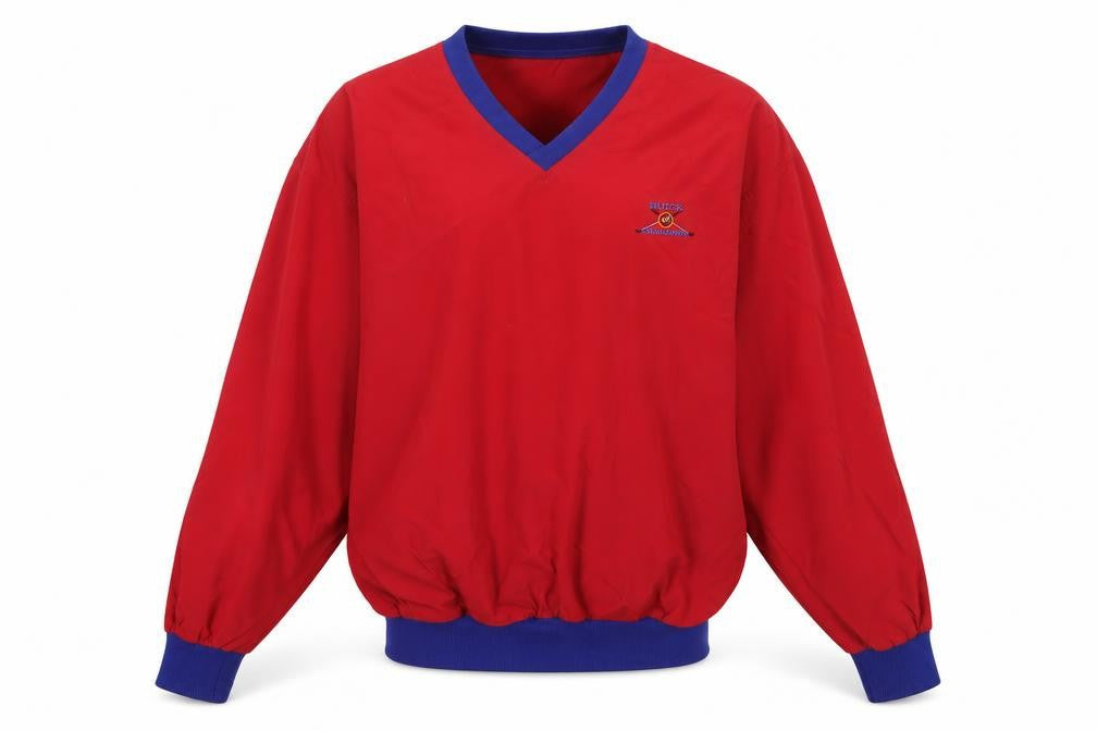 Starbus Weather Screen Men’s Red V-Neck Pullover Sweatshirt S Vintage