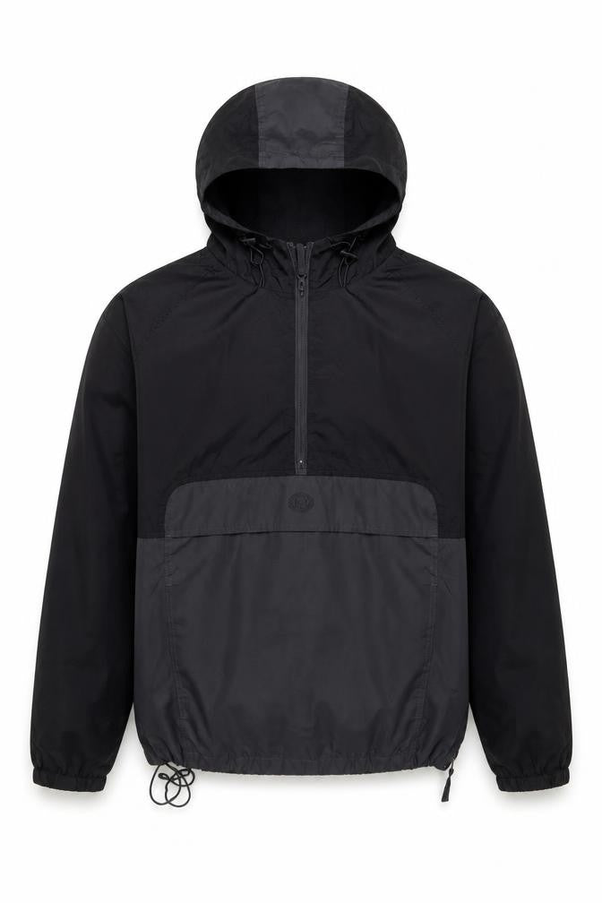 Courir Men's Black S Hooded 1/4 Zip Windbreaker Jacket