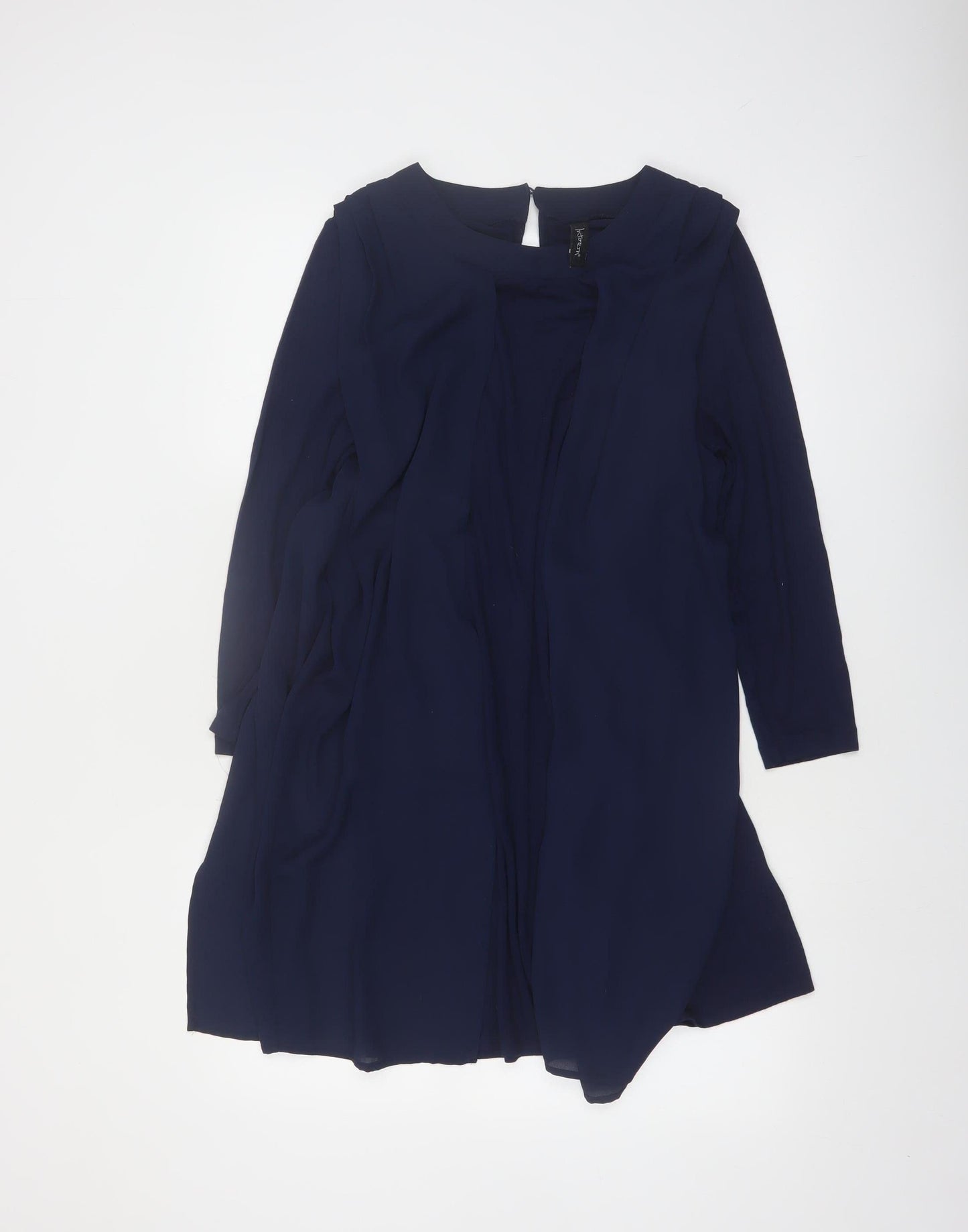 Intown Women's Blue Knee Length Shift Dress S Long Sleeve