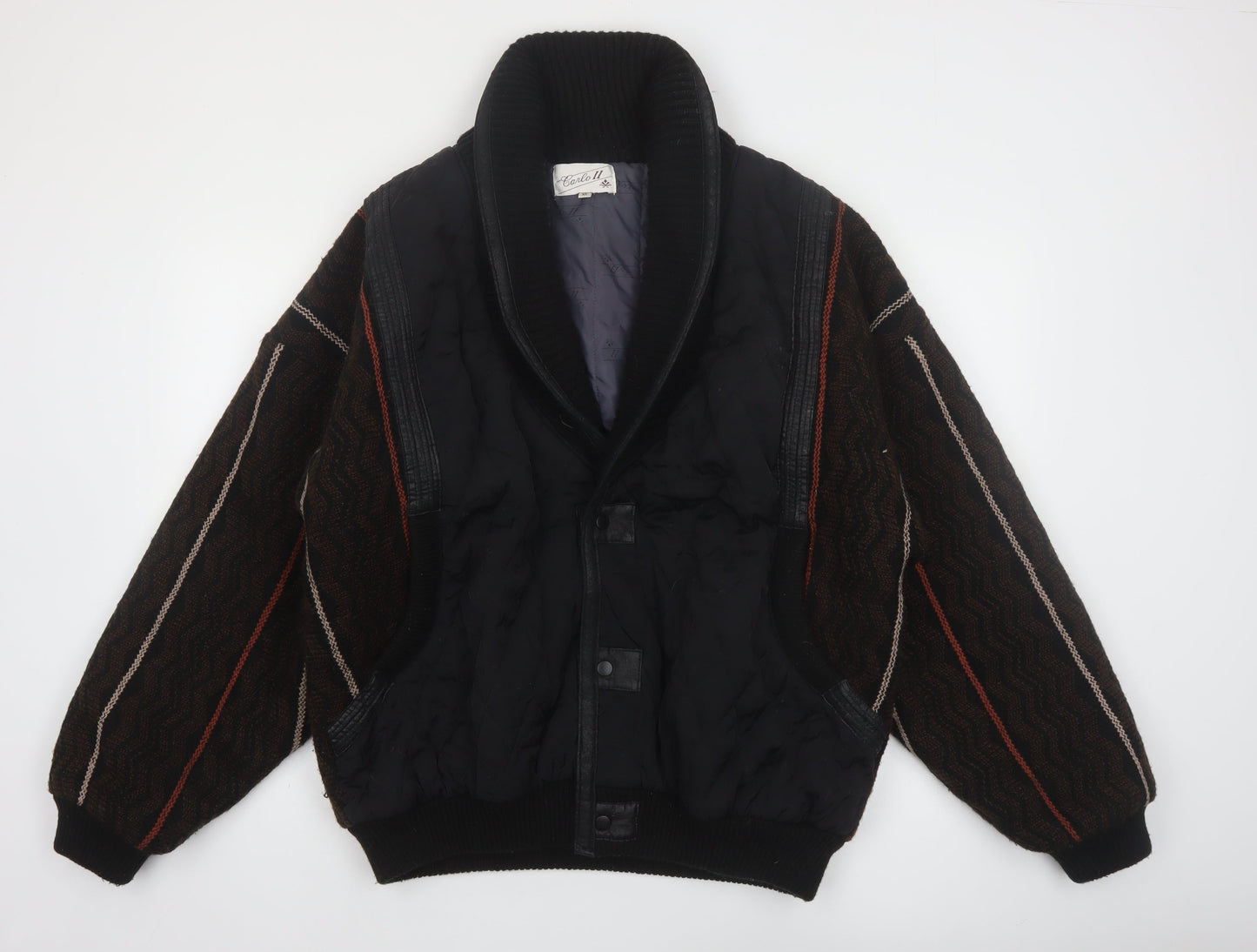 Carlo II Men's Black XL Retro Shawl Collar Bomber Jacket