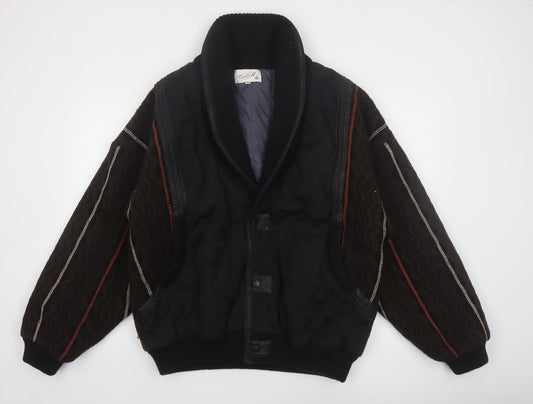 Carlo II Men's Black XL Retro Shawl Collar Bomber Jacket