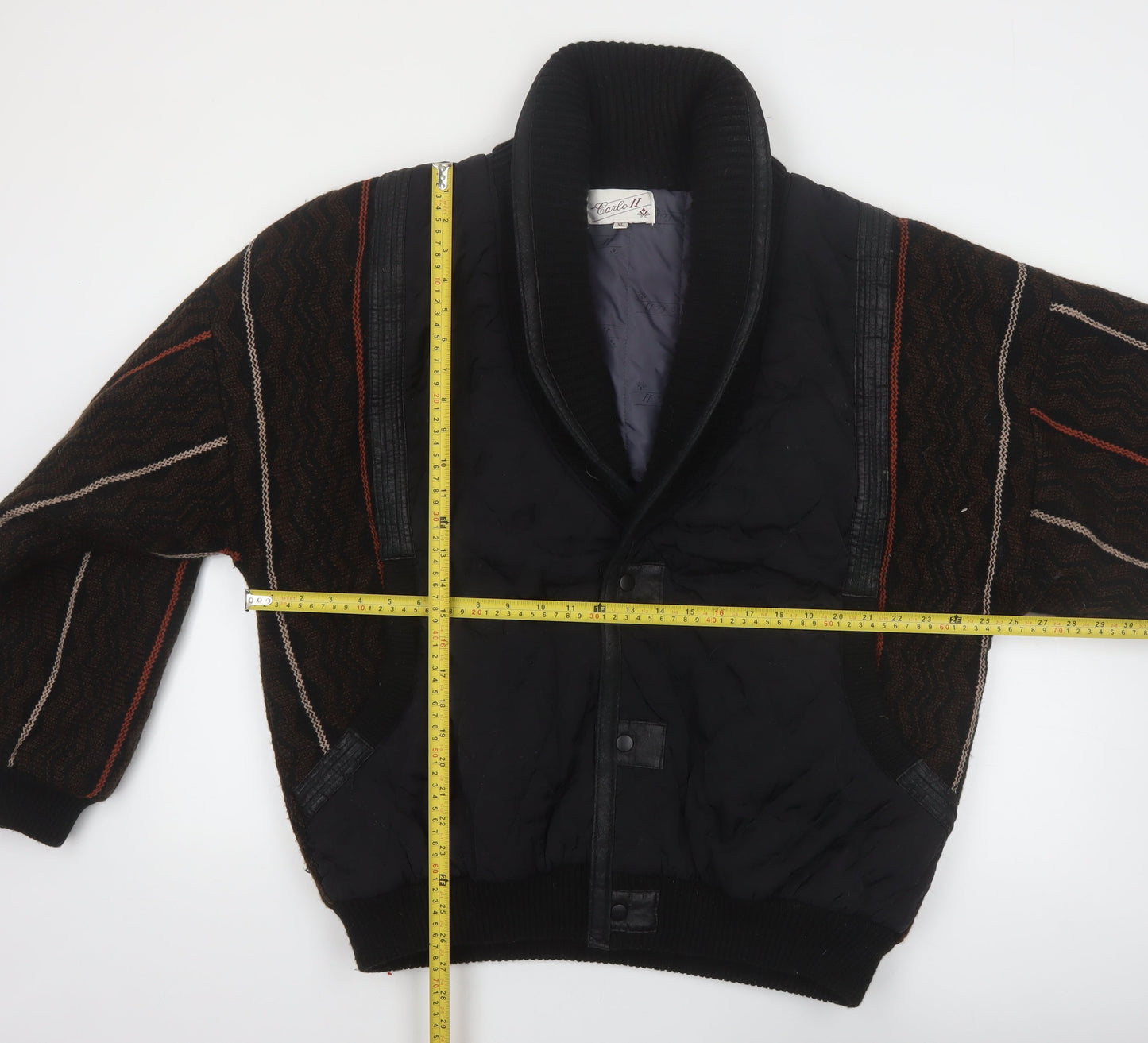 Carlo II Men's Black XL Retro Shawl Collar Bomber Jacket