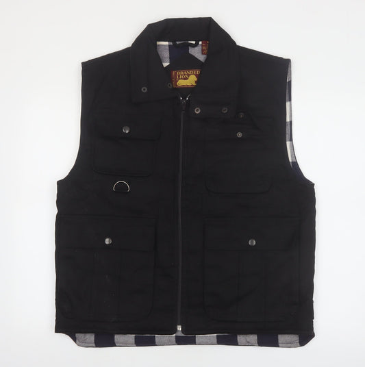 Branded Lion Mens Black M Ramie Cotton Bodywarmer Waistcoat