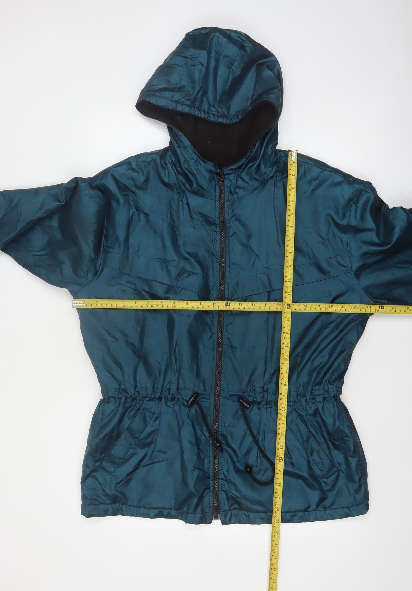 East West Womens Teal Hooded Full Zip Windbreaker Jacket Size M