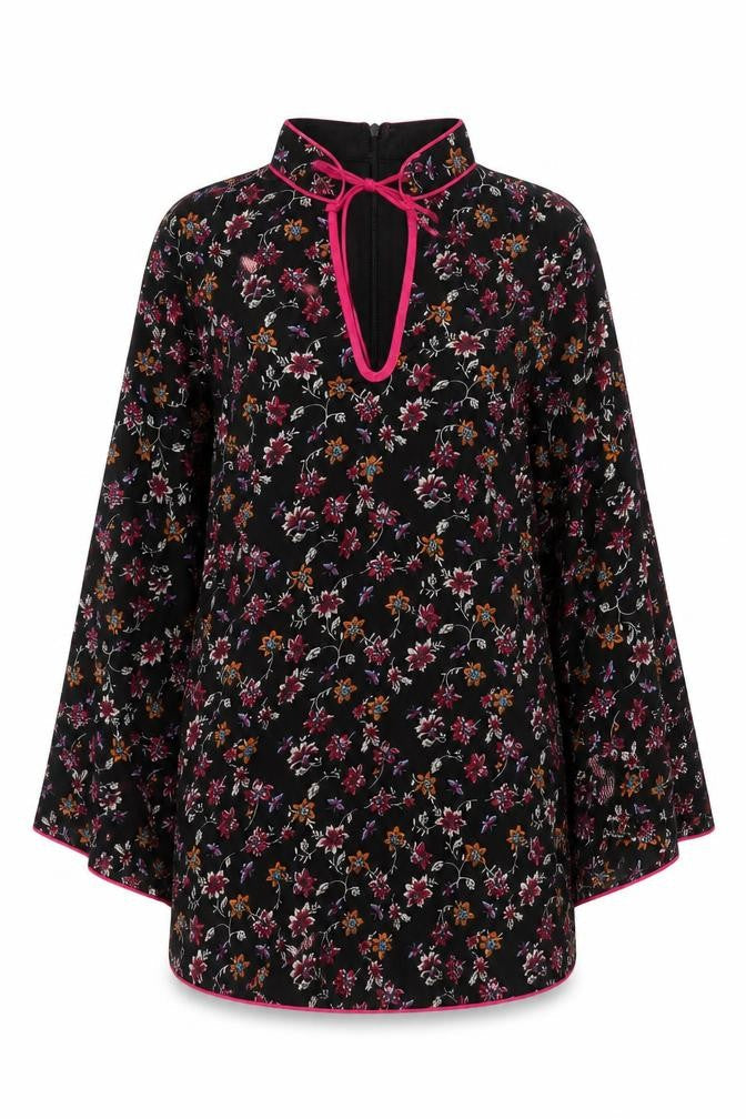 Glamorous Petite Women’s Black Floral Kimono Blouse Size 12