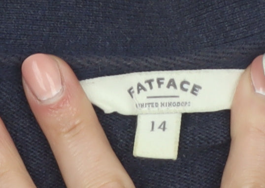 FatFace Women's Blue Cotton V-Neck Button Cardigan Size 14