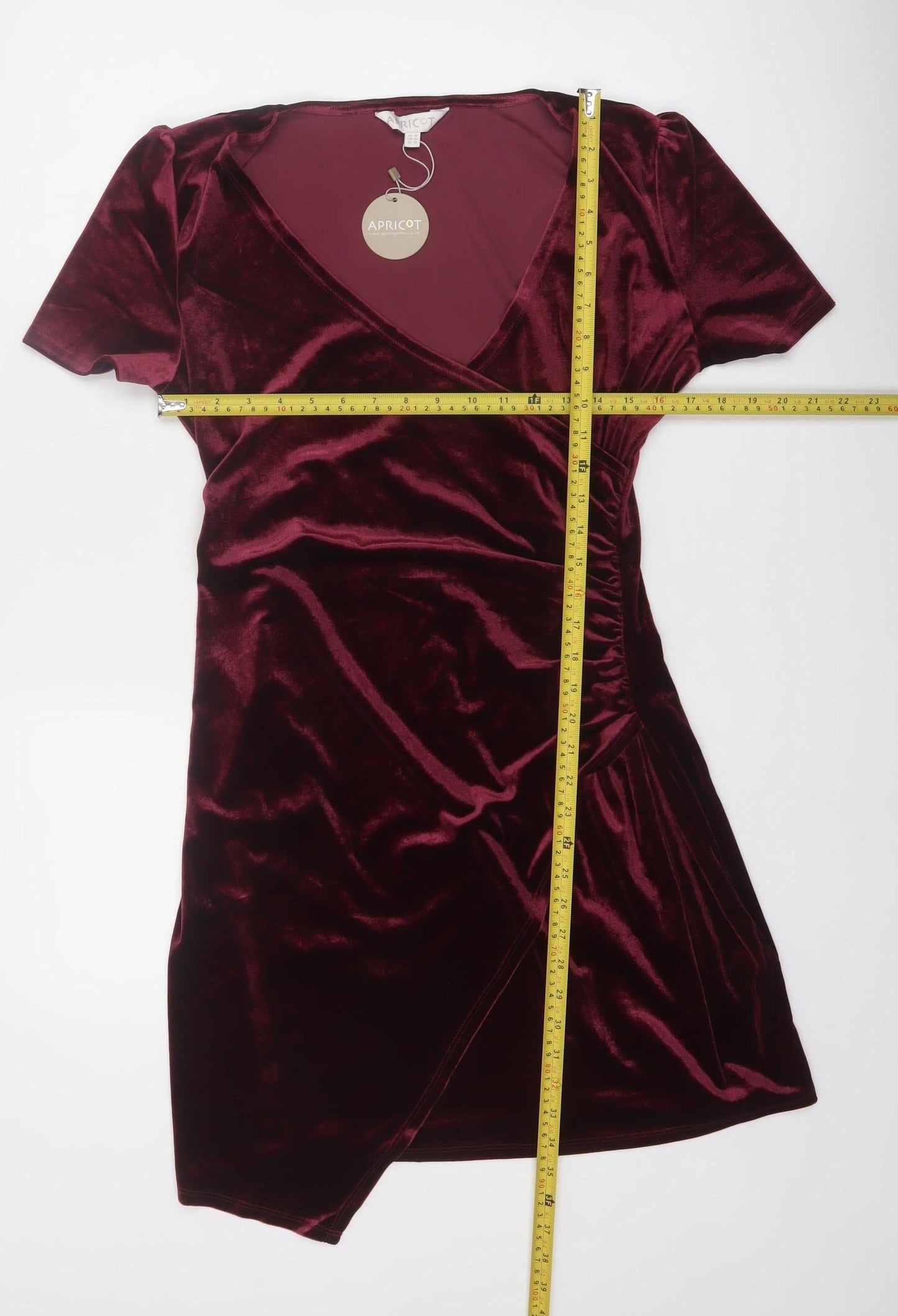 Apricot Women Red Velvet Wrap Dress Short Sleeve UK 16