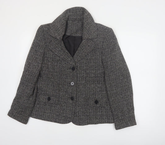 Style by EWM Women's Grey Tweed Blazer Size 12 Classic Work Jacket