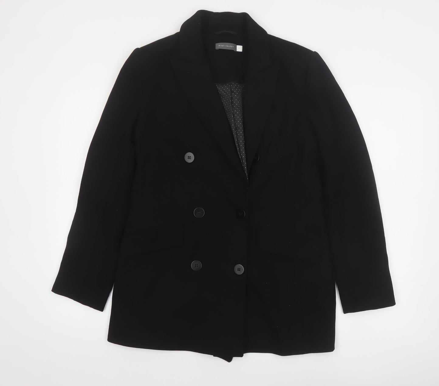Mint Velvet Women's Black Double-Breasted Blazer Size 12