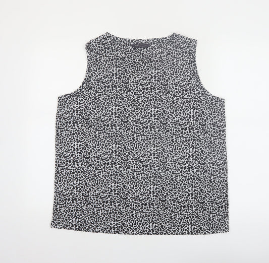 Marks and Spencer Women's Black Animal Print Sleeveless Tank Top Size 14
