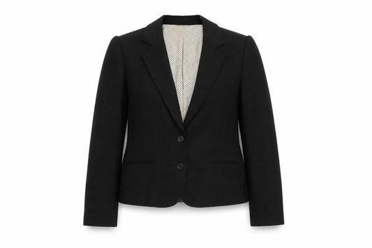 Oasis Women Black Pinstripe Suit Jacket Size 12 Classic Fit