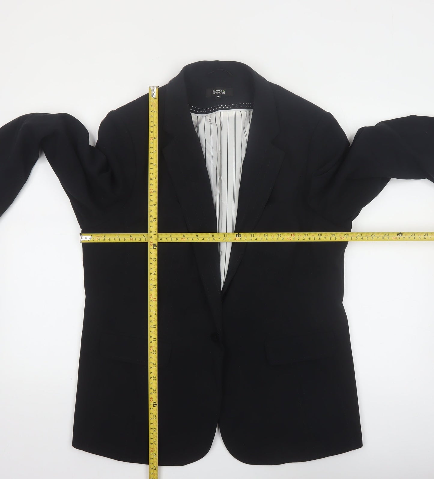 Marks & Spencer Women Black Size 20 Regular Fit Blazer Jacket
