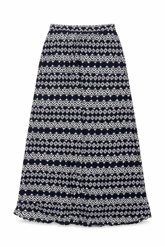 FatFace Womens Blue Geometric A-Line Viscose Skirt Size 12