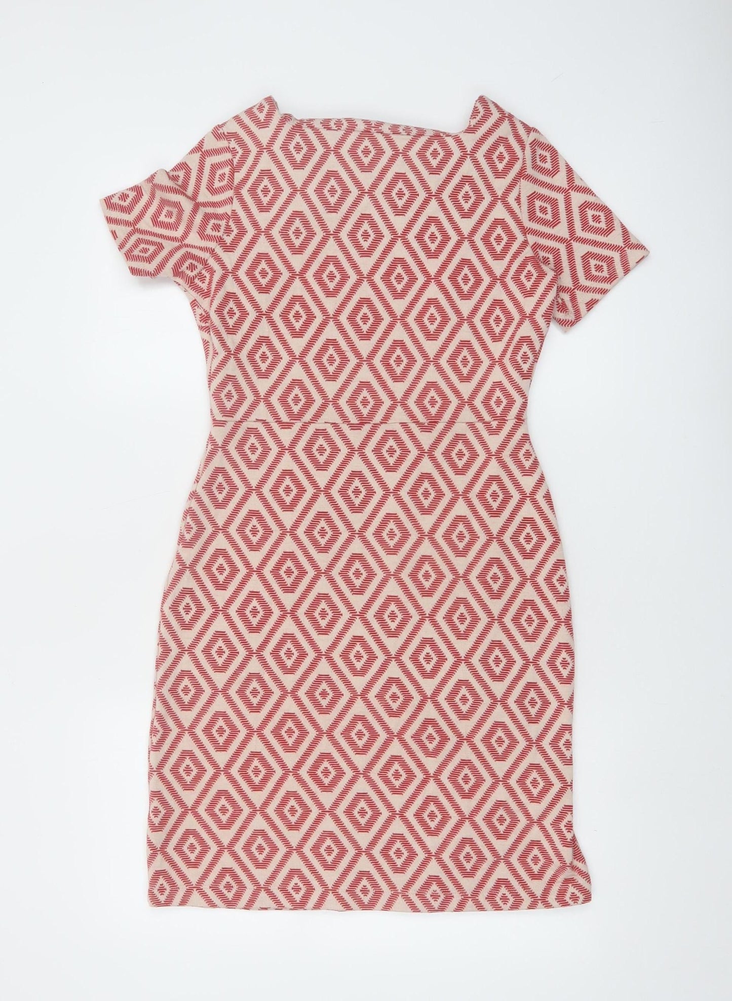 Next Women’s Red Geometric Bodycon Dress Size 6 Short Sleeve