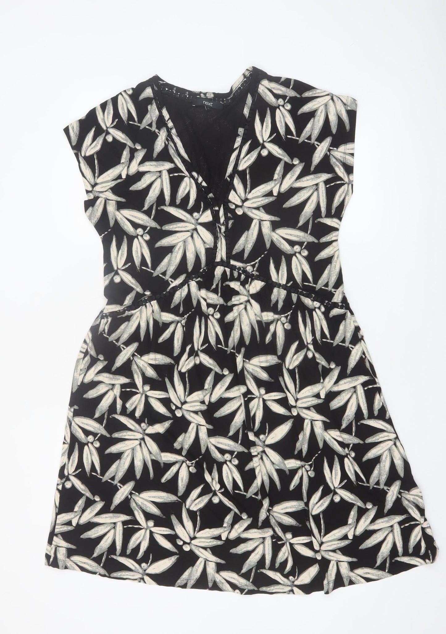 Next Women’s Black Floral Fit & Flare Viscose Dress Size 16