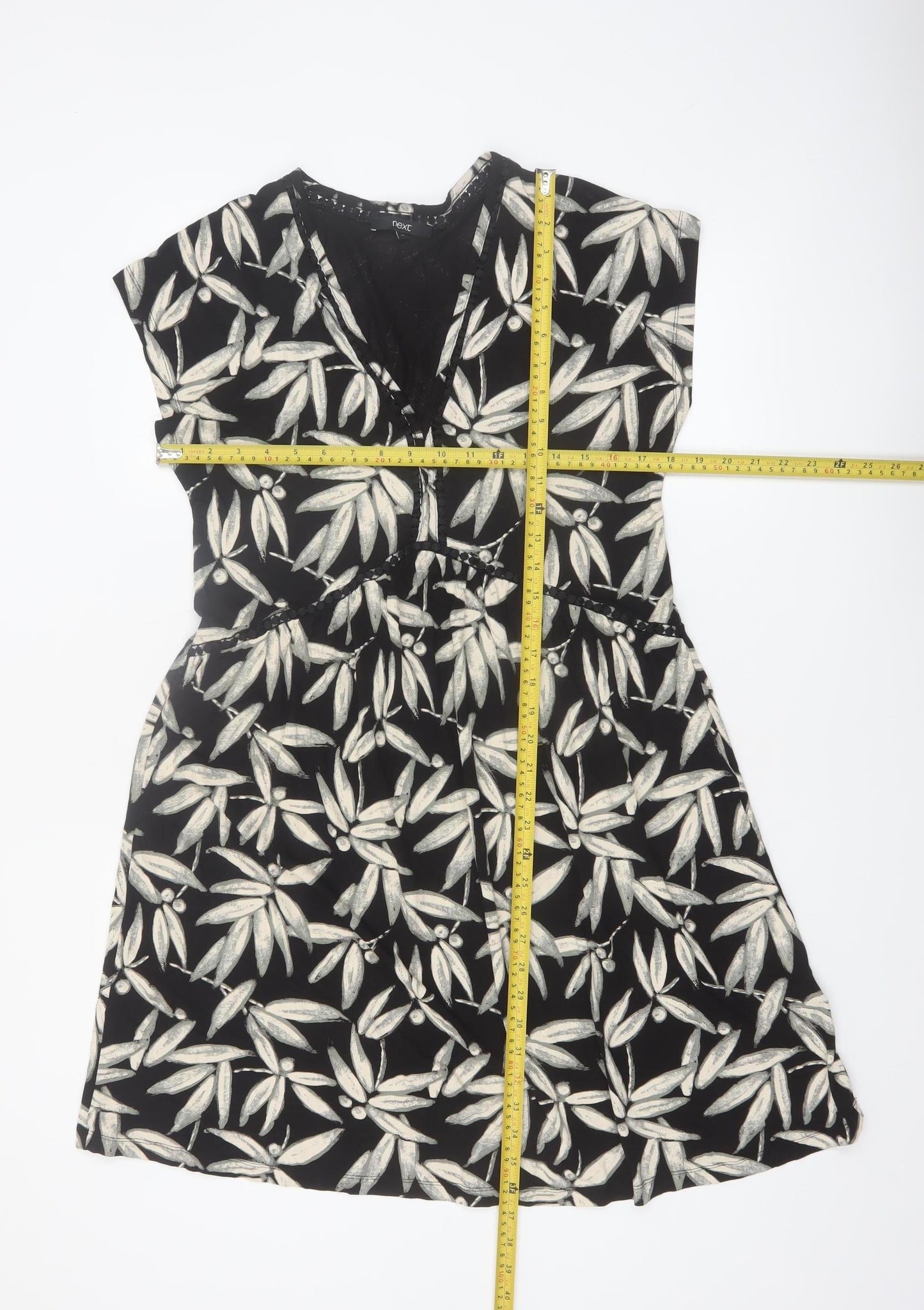 Next Women’s Black Floral Fit & Flare Viscose Dress Size 16