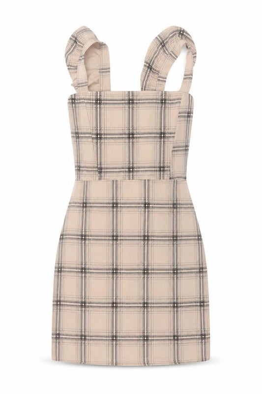 I Saw It First Women's Beige Check Pinafore Dress Size 10