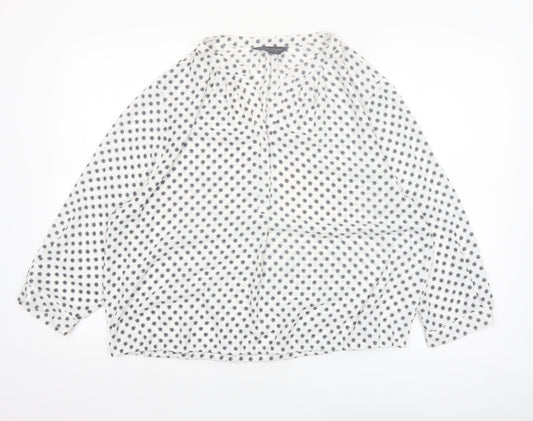 Dorothy Perkins Women's White Floral Blouse UK 18 3/4 Sleeve Tunic Top