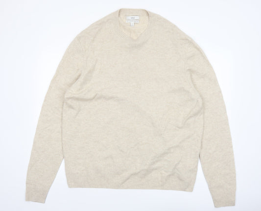 Marks and Spencer Men’s Beige Lambswool 2XL Crew Neck Jumper
