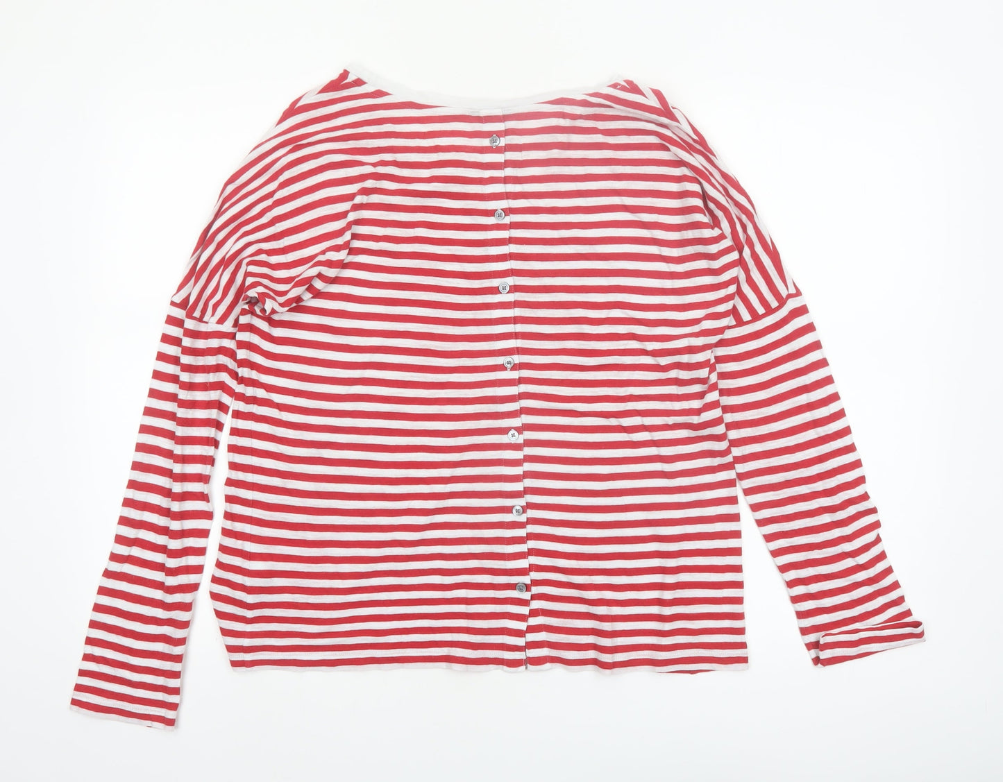 Jigsaw Women’s Red White Striped Cotton Long Sleeve Boat Neck Top M