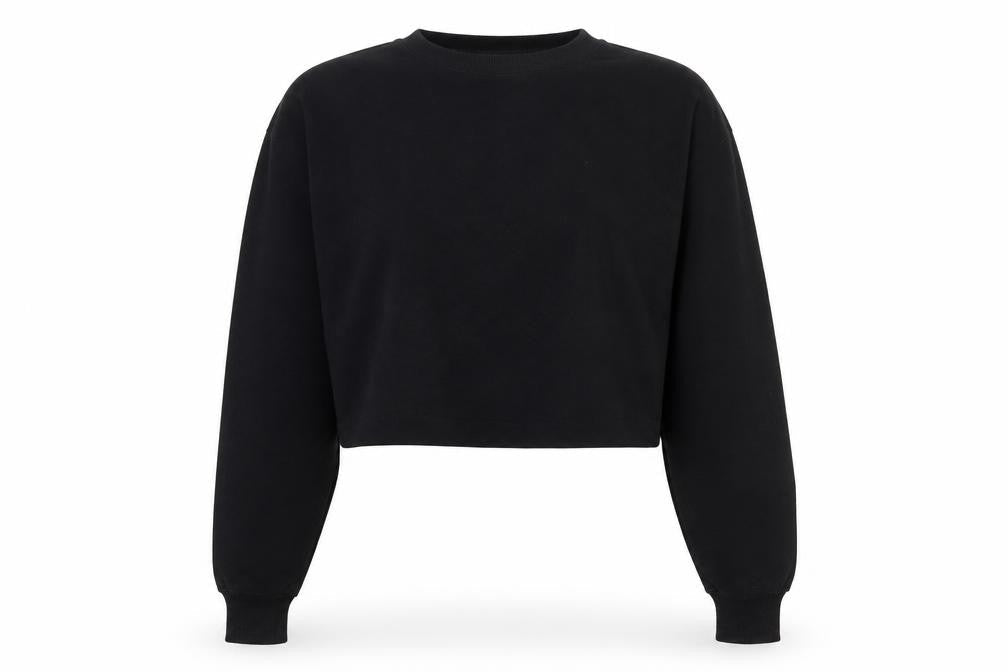 Missguided Women Black Cropped Long Sleeve Crew Neck Tall Size 10 Top