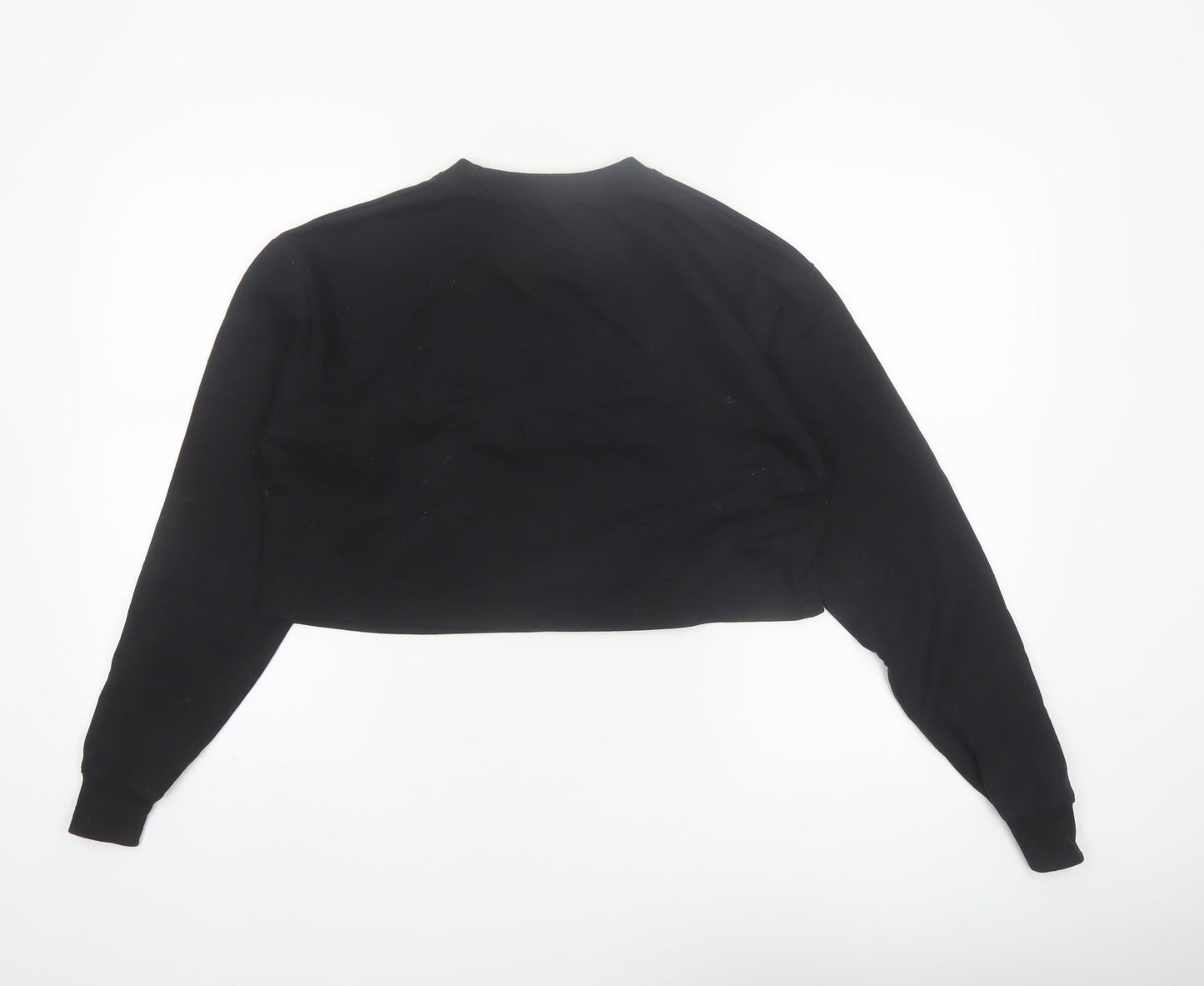 Missguided Women Black Cropped Long Sleeve Crew Neck Tall Size 10 Top