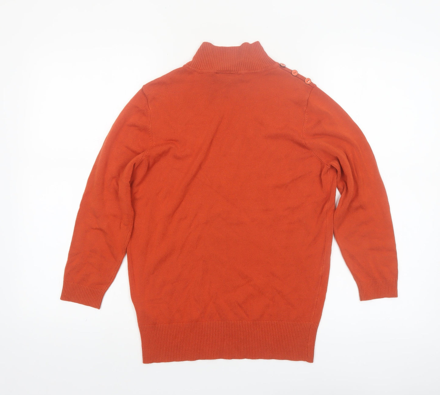 Wallis Women Orange Roll Neck Button Detail Jumper Size 12