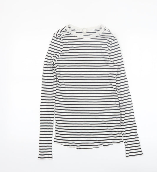 H&M Maternity Black White Striped Long Sleeve Cotton T-Shirt Size 12