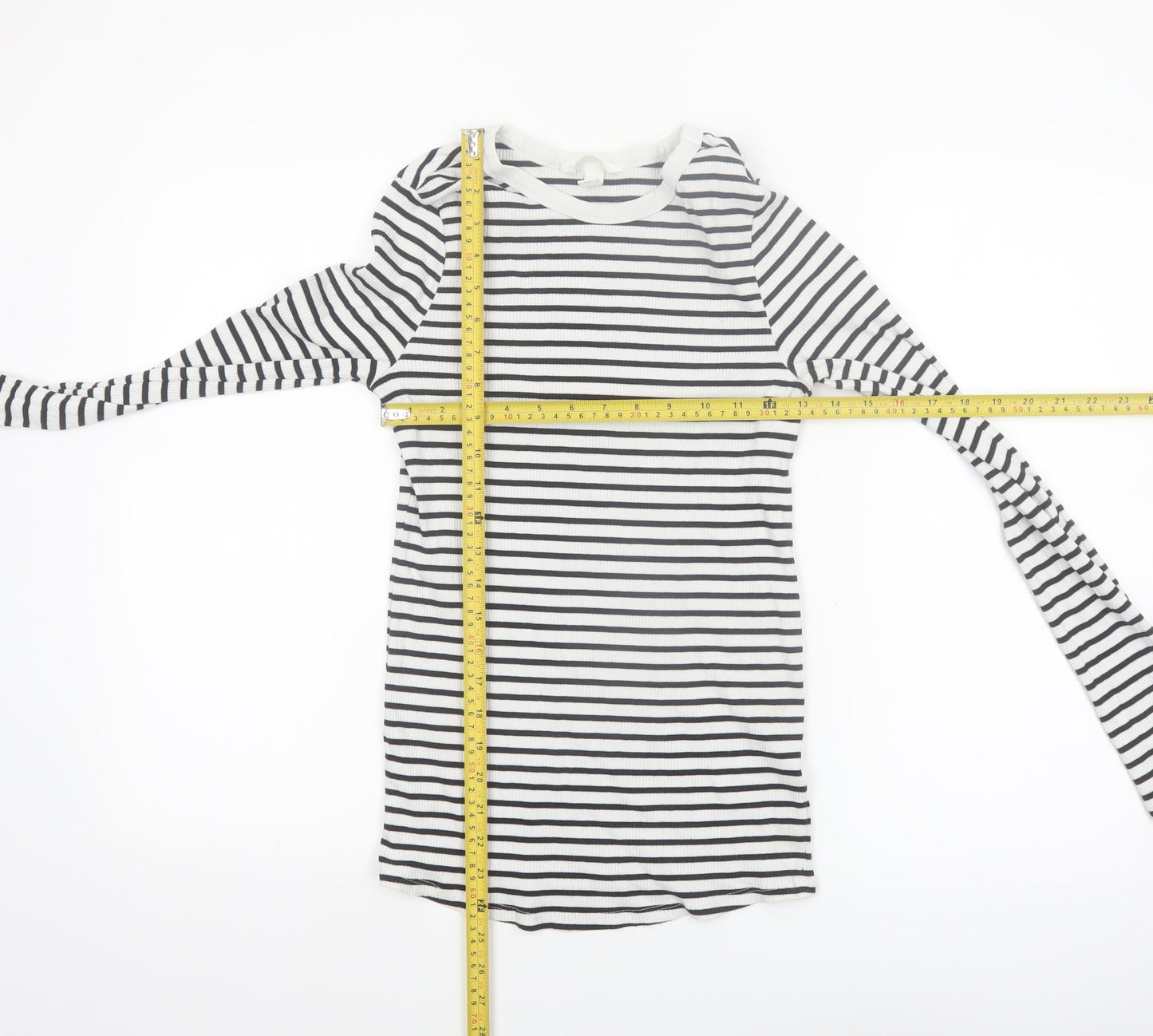 H&M Maternity Black White Striped Long Sleeve Cotton T-Shirt Size 12