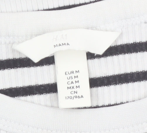 H&M Maternity Black White Striped Long Sleeve Cotton T-Shirt Size 12