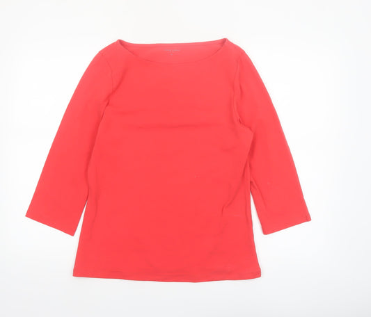 John Lewis Women Red 3/4 Sleeve Cotton Stretch Basic T-Shirt Size 14