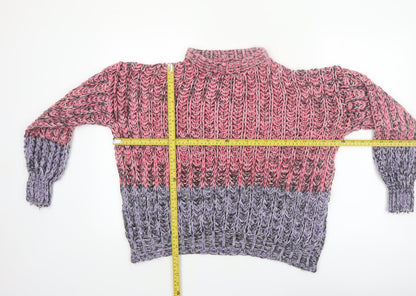 Back view of ASOS DESIGN Women's Multicoloured Chunky-Knit High Neck Jumper, size 10